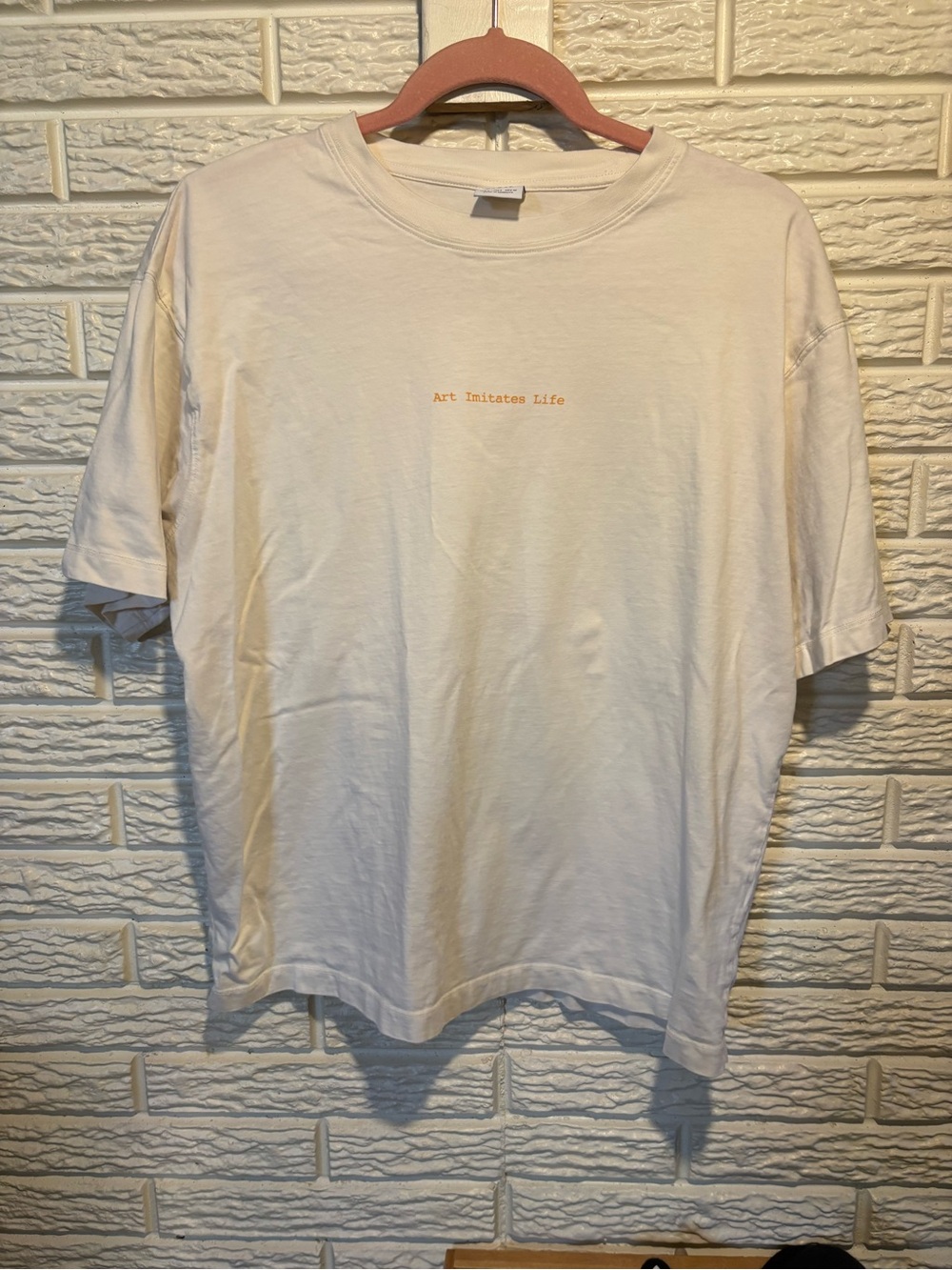 ZARA Cream Graphic Short-Sleeve Men's T-Shirt - 'Art Imitates Life'